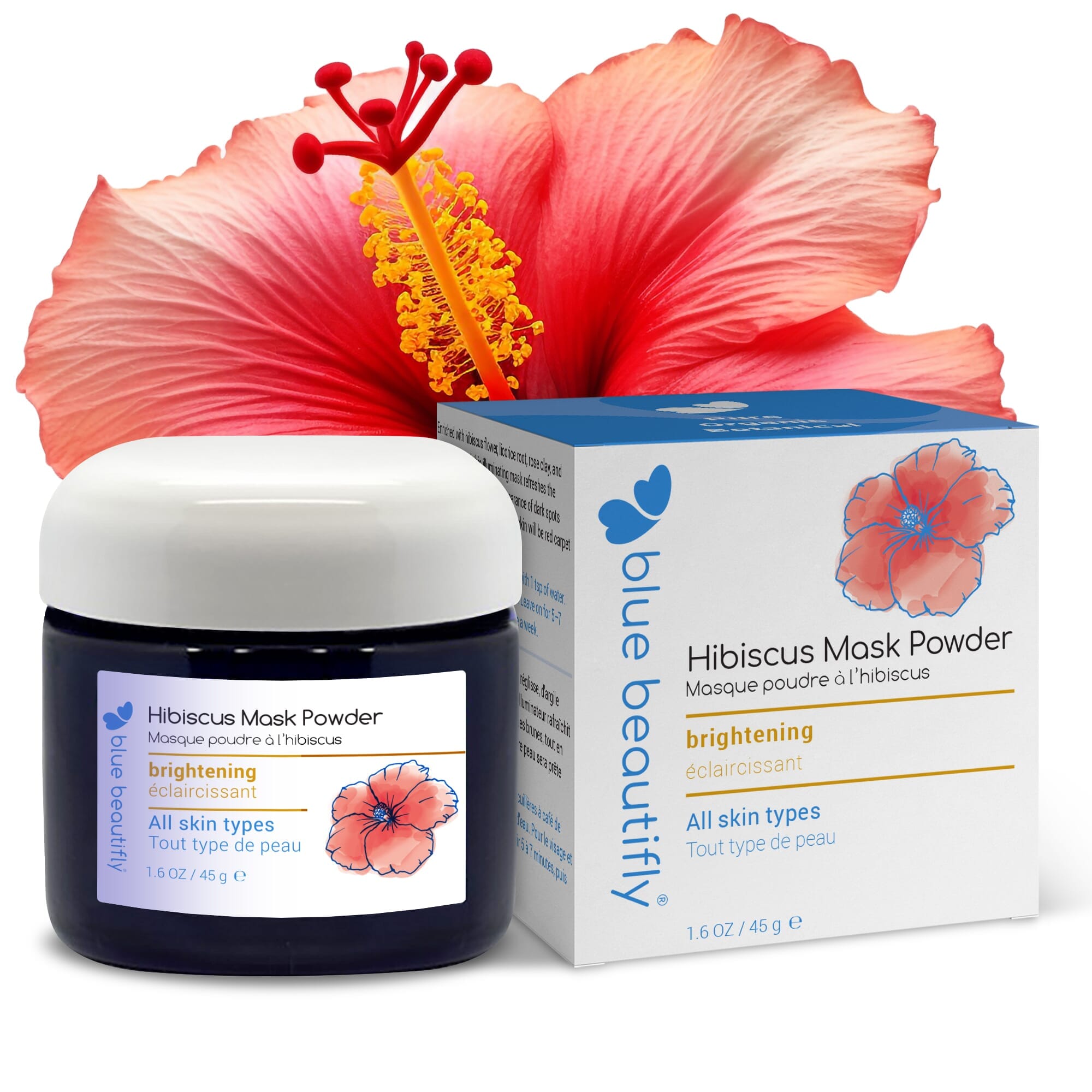 Hibiscus Mask Powder Gesichtsmaske Blue Beautifly - Genuine Selection